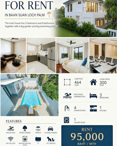 🌿 Spacious Pool Villa at Baansuan Lochpalm 🌿